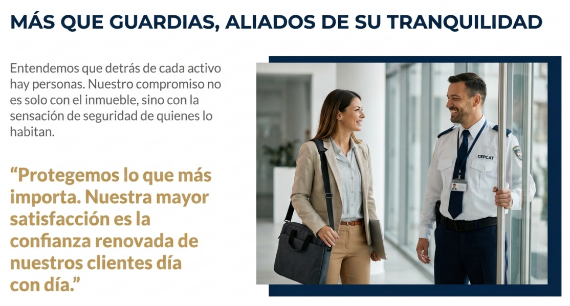 Infografía: Más que Guardias, Aliados de su Tranquilidad - Protegemos lo que más importa. Nuestra mayor satisfacción es la confianza renovada de nuestros clientes día con día.